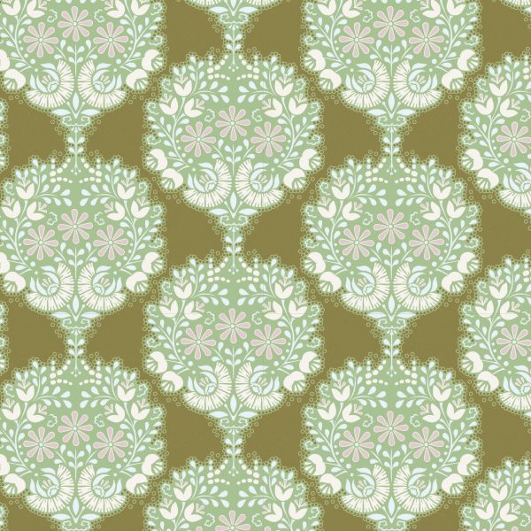 TELA TILDA HARVEST - FLOWER TREE GREEN